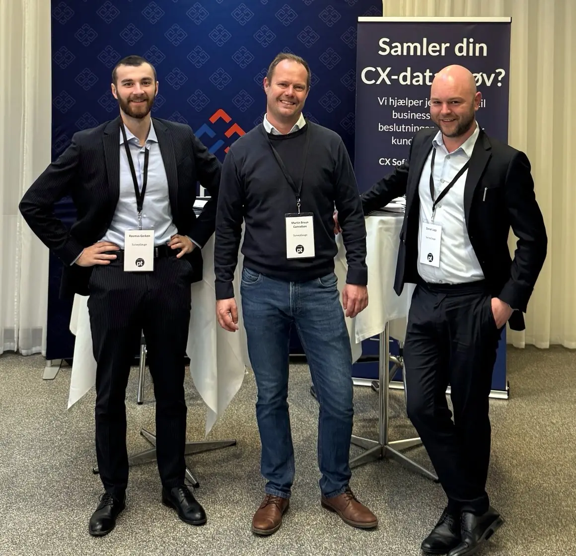 Rasmus Gerken, Martin Bruun Conradsen og Daniel Lapp på en konference